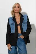 Blazer με τζιν λεπτομέρεια μαύρο