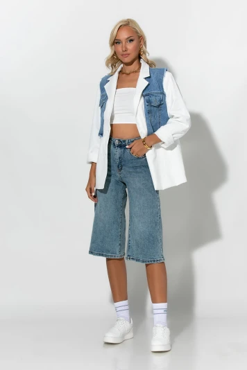 Blazer με τζιν λεπτομέρεια γκρι