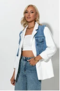 Blazer με τζιν λεπτομέρεια λευκό Blazer με τζιν λεπτομέρεια λευκό