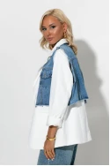 Blazer με τζιν λεπτομέρεια λευκό Blazer με τζιν λεπτομέρεια λευκό
