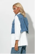 Blazer με τζιν λεπτομέρεια λευκό Blazer με τζιν λεπτομέρεια λευκό