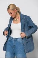 Jean blazer με σχέδια ραφές και στρας μπλε ανοιχτό
