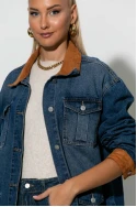 Jean jacket με σουέντ λεπτομέρειες μπλε 
