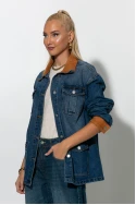 Jean jacket με σουέντ λεπτομέρειες μπλε 
