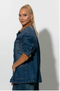Jean jacket με σουέντ λεπτομέρειες μπλε 