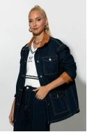 Jean jacket με σουέντ λεπτομέρειες μπλε ντένιμ