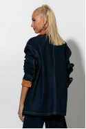 Jean jacket με σουέντ λεπτομέρειες μπλε ντένιμ