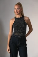 Kορμάκι τούλινο με στρας μαύρο