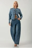 Jean jacket military μπλε