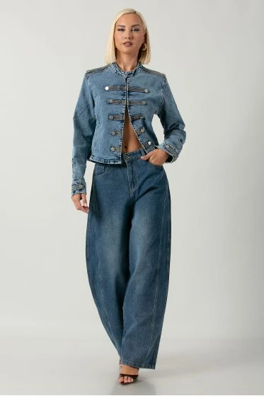 Jean jacket military μπλε