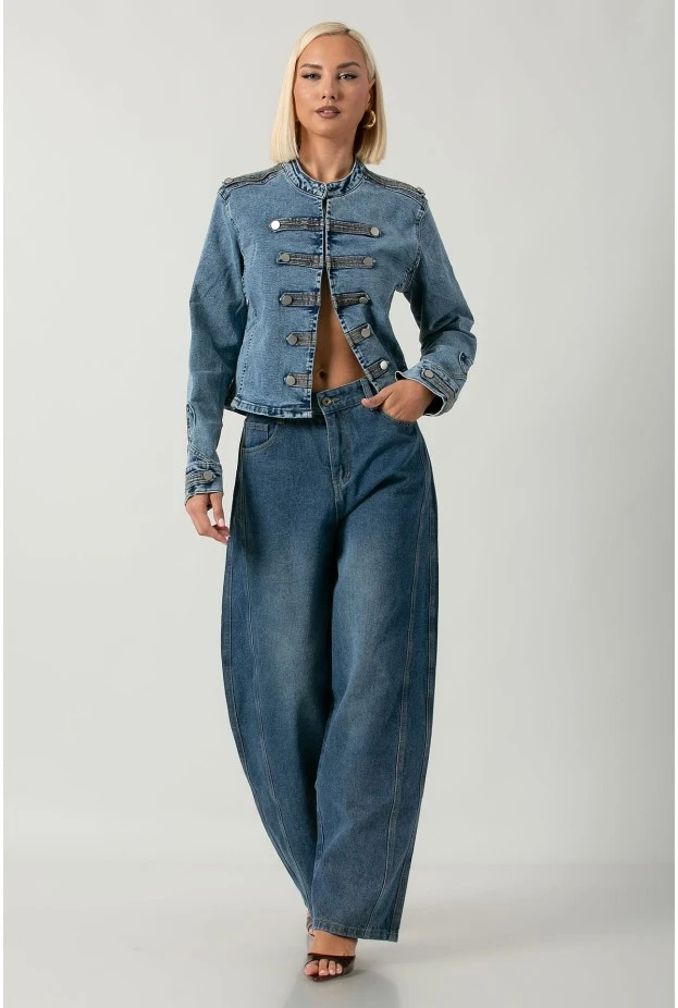 Jean jacket military μπλε