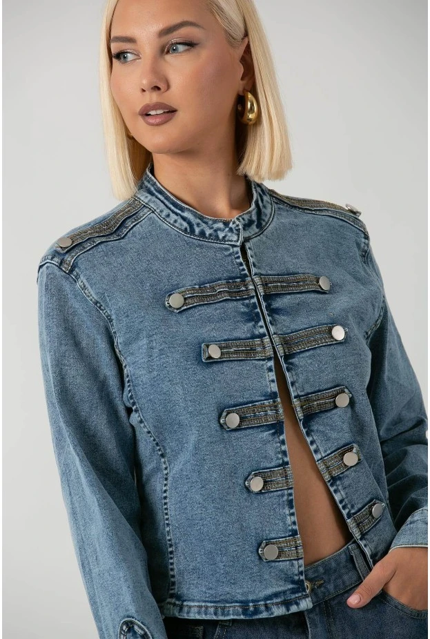Jean jacket military μπλε