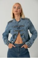 Jean jacket military μπλε