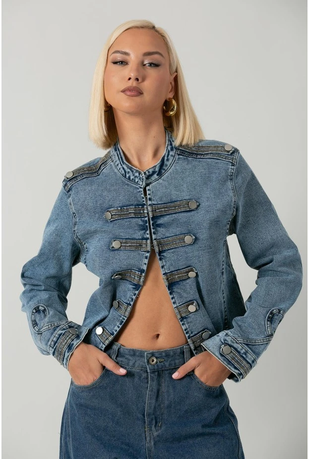 Jean jacket military μπλε