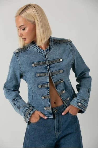 Jean jacket military μπλε