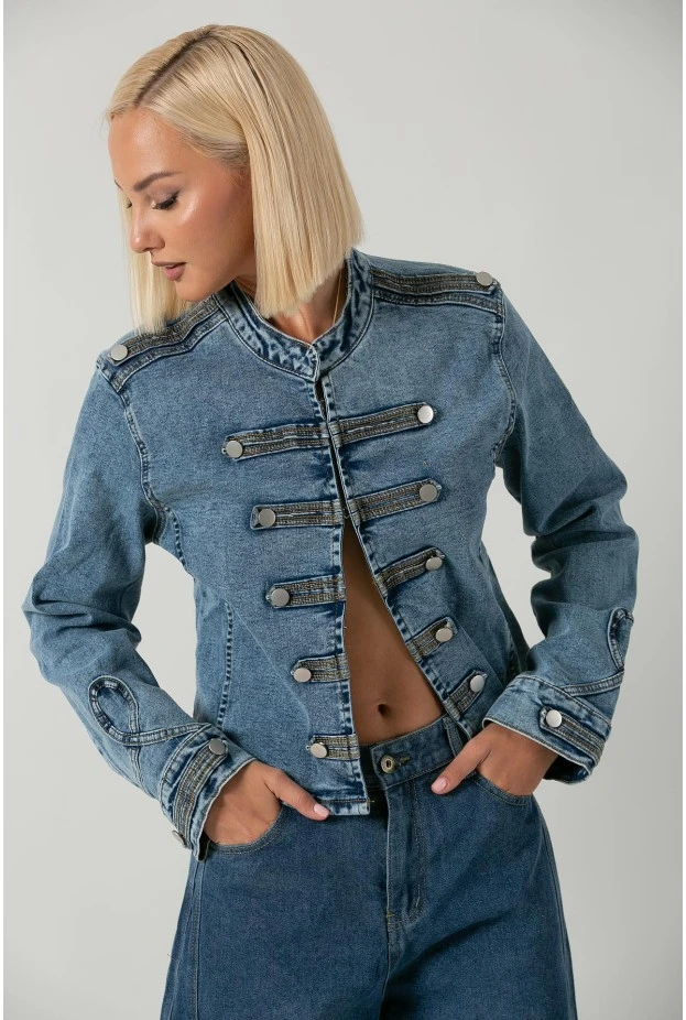 Jean jacket military μπλε