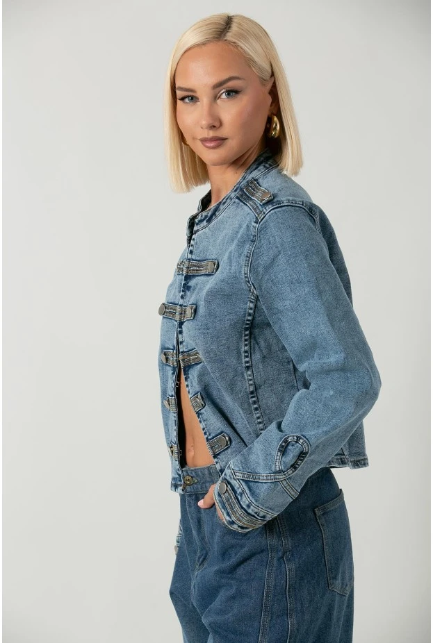 Jean jacket military μπλε