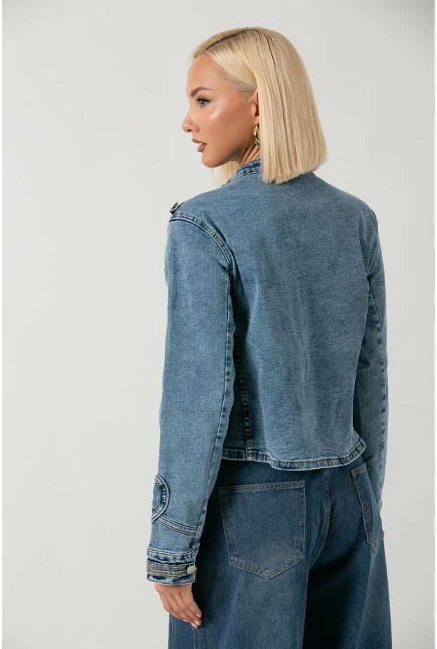 Jean jacket military μπλε