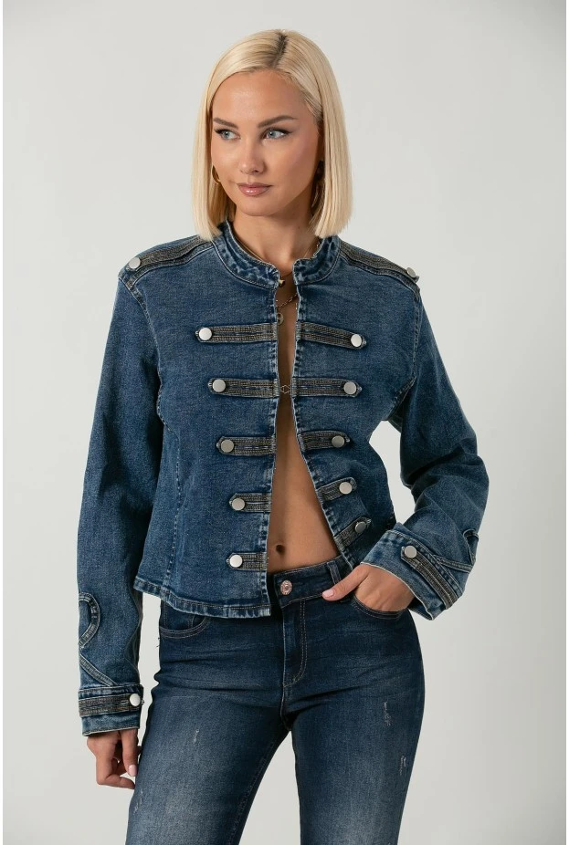 Jean jacket military μπλε σκούρο