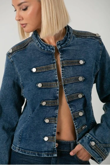 Jean jacket military μπλε