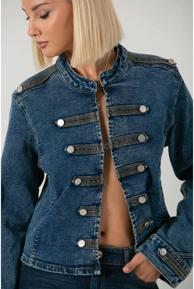 Jean jacket military μπλε σκούρο