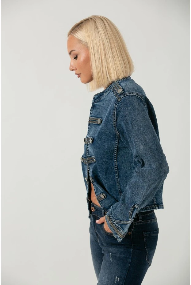 Jean jacket military μπλε σκούρο