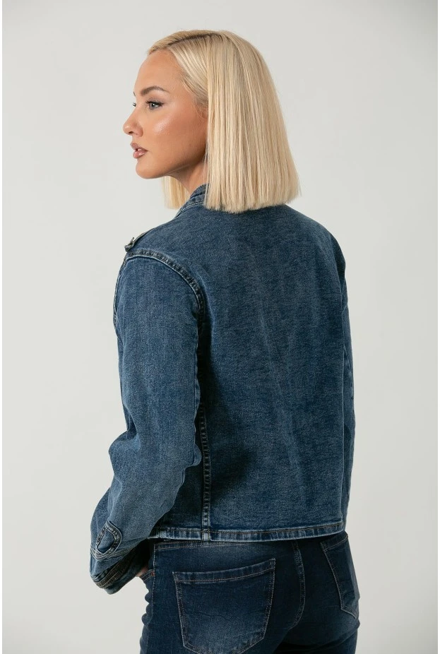 Jean jacket military μπλε σκούρο