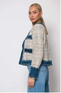 Jacket tweed με jean λεπτομέρειες μπεζ