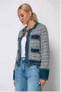 Jacket tweed με jean λεπτομέρειες μαύρο