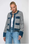 Jacket tweed με jean λεπτομέρειες μαύρο