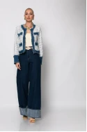 Jacket tweed με jean λεπτομέρειες λευκό