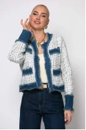 Jacket tweed με jean λεπτομέρειες λευκό