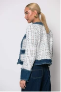 Jacket tweed με jean λεπτομέρειες λευκό