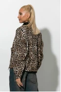 Jacket λεοπάρ με δερματινή γιακά μπεζ