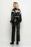 Bomber jacket δερματίνη με στάμπα jellyfish μαύρο Bomber jacket δερματίνη με στάμπα jellyfish μαύρο