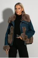 Jean jacket με γούνινες λεπτομέρειες μπλε Jean jacket με γούνινες λεπτομέρειες μπλε