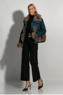 Jean jacket με γούνινες λεπτομέρειες μπλε Jean jacket με γούνινες λεπτομέρειες μπλε
