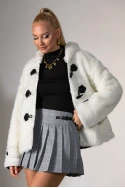 Jacket απο συνθετική γούνα και κουκούλα λευκό