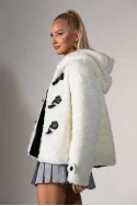 Jacket απο συνθετική γούνα και κουκούλα λευκό