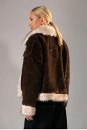 Γούνινο jacket με διχρωμία καφέ