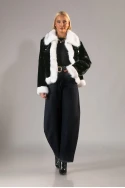 Γούνινο jacket με διχρωμία μαύρο