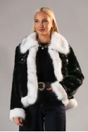 Γούνινο jacket με διχρωμία μαύρο