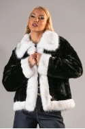 Γούνινο jacket με διχρωμία μαύρο
