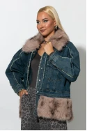 Jean jacket με γούνινες λεπτομέρειες μπλε 