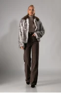 Γούνα animal print καφέ