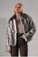 Γούνα animal print καφέ