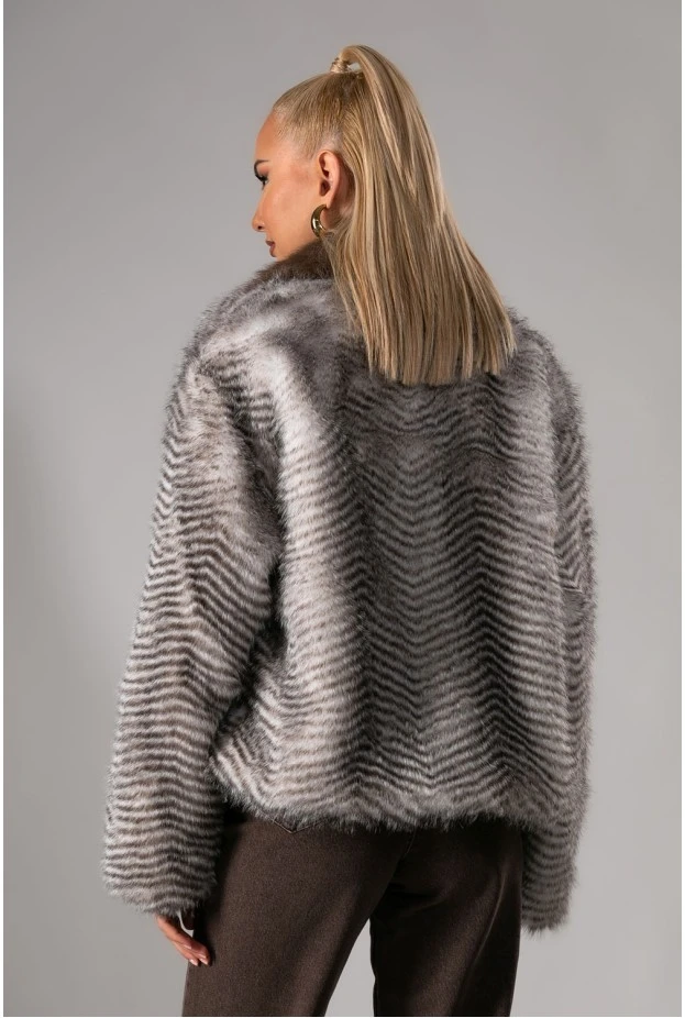 Γούνα animal print καφέ