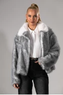 Γούνα animal print γκρι 