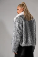 Γούνα animal print γκρι 