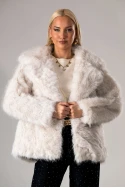 Γούνινο jacket με ιριδίζουσες λεπτομέρειες εκρού